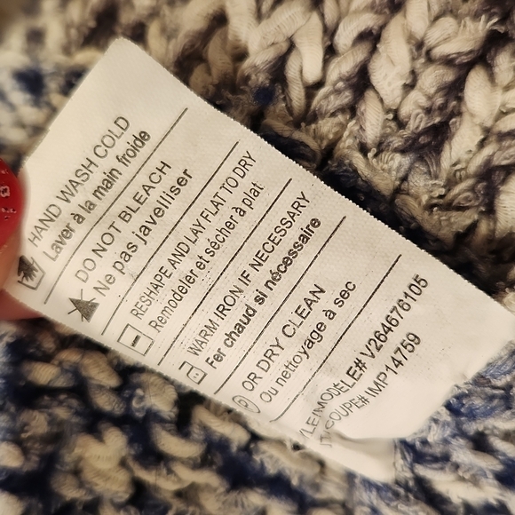 Vince Blue Gray Chunky Knit Cardigan Striped Oversized Sweater medium large - Picture 9 of 14